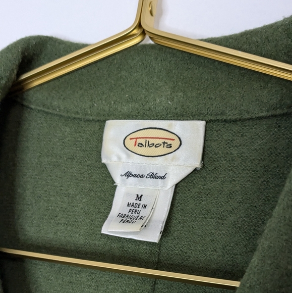 Talbots Medium Olive Green Wool & Alpaca Blend Long Sleeve Button‎ Down Jacket - Picture 3 of 10
